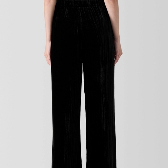 Eileen Fisher Crushed Black Velvet Wide-Leg Pants XL minimalist boho relaxed fit - Picture 3 of 9